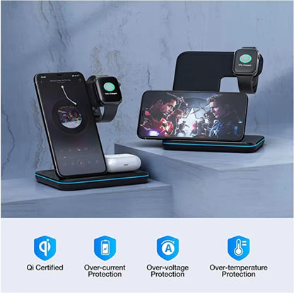 15W Magnetic Wireless Charging Station for Iphone13 3 in 1 Watch Earphone Multifunctional Magnet Desktop Wireless Charger