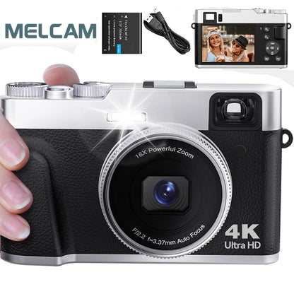 4K Digital Camera Auto Focus 48MP Vlogging Camera for Youtube and Anti-Shake Video Camera with Viewfinder Flash & Dial 16X Zoom
