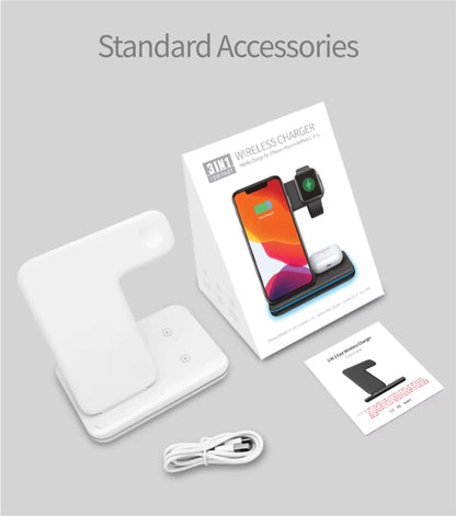 15W Magnetic Wireless Charging Station for Iphone13 3 in 1 Watch Earphone Multifunctional Magnet Desktop Wireless Charger